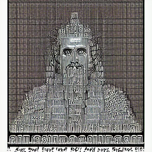 Prompt: A realistic profile picture of a deity-of-language by Gustave Dore in ASCII art style