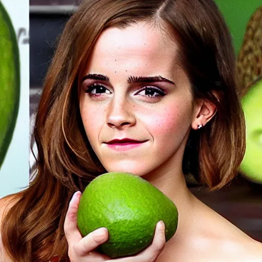 Image similar to emma watson as an avocado