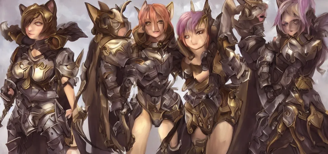 Image similar to cat girls in paladin armor