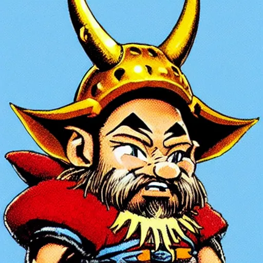 Prompt: “dnd dwarf with horned helmet, by akira toriyama, colorful”