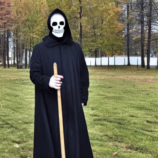 Prompt: photo of zelensky as a grim reaper