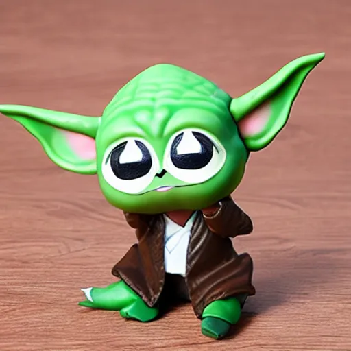 Prompt: baby yoda stop motion animal crossing character vinyl action figure, plastic, toy