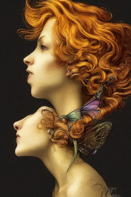 Prompt: a faerie, profile portrait, golden ratio, detailed, rainbowshift, by jean - baptiste monge and maxfield parrish and artgerm