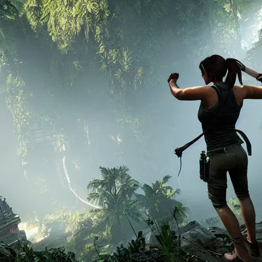 Image similar to alex jones in shadow of the tomb raider, video game screenshot