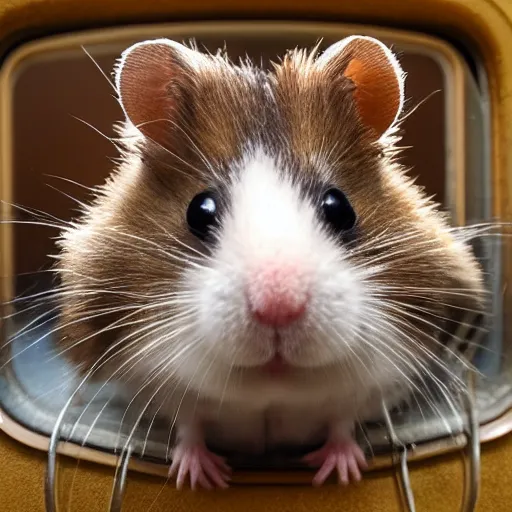 Image similar to distant photo of a hamster, sitting on a seat in a train, various poses, unedited, soft light, sharp focus, 8 k