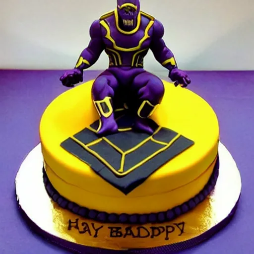 Prompt: thanos birthday cake