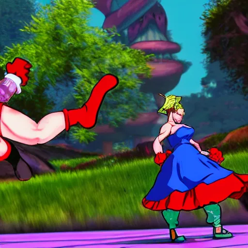 Image similar to Alice from wonderland fighting in street fighter 6 8k amazing level of detail ultra high quality