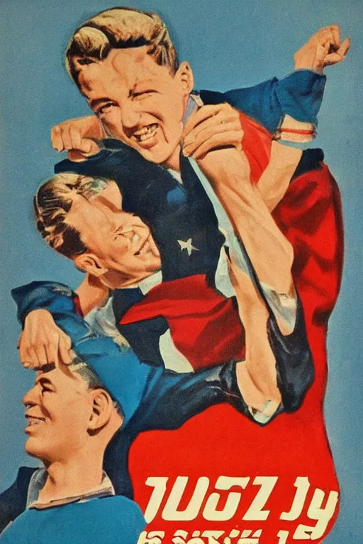 Image similar to the boys, 1 9 6 0 s soviet poster