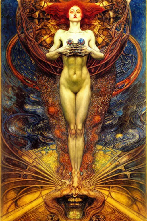 Image similar to Divine Chaos Engine by Karol Bak, Jean Delville, William Blake, Gustav Klimt, and Vincent Van Gogh, symbolist, visionary