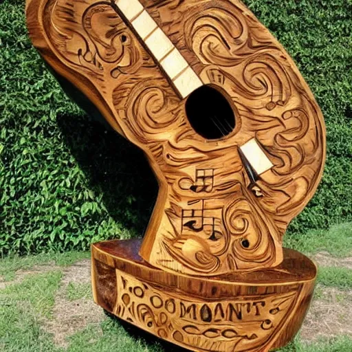 Image similar to a wood carving of a very musical statement,