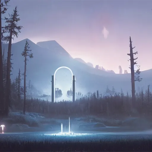 Image similar to halo ring from the game halo, simon stalenhag