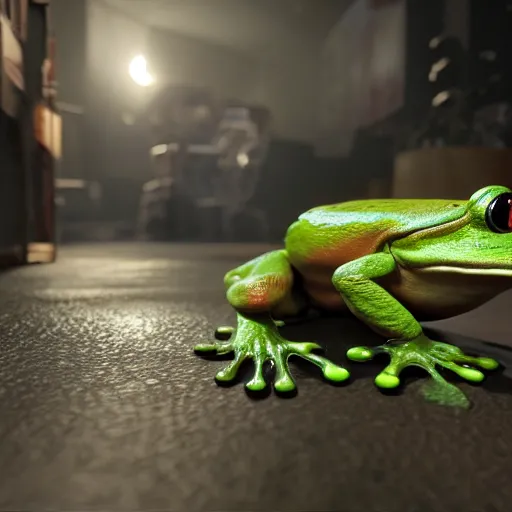 Image similar to unreal engine 8 demo The Frog 8k insane ray tracing