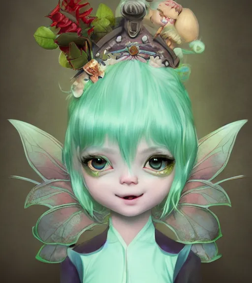 Prompt: An epic fantasy comic book style portrait painting of an extremely cute and adorable very beautiful mint-themed imp fairy, character design by Mark Ryden and Pixar and Hayao Miyazaki, unreal 5, DAZ, hyperrealistic, octane render, cosplay, RPG portrait, dynamic lighting, intricate detail, spring vibrancy, cinematic