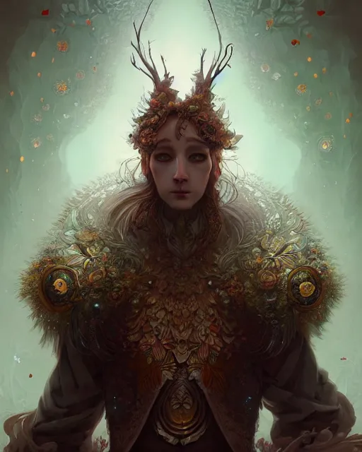 Prompt: anthropomorphic art of warrior of light, of the black forest, portrait, victorian inspired clothing by artgerm, victo ngai, ryohei hase, artstation. fractal papers and books. highly detailed digital painting, smooth, global illumination, fantasy art by greg rutkowsky, karl spitzweg