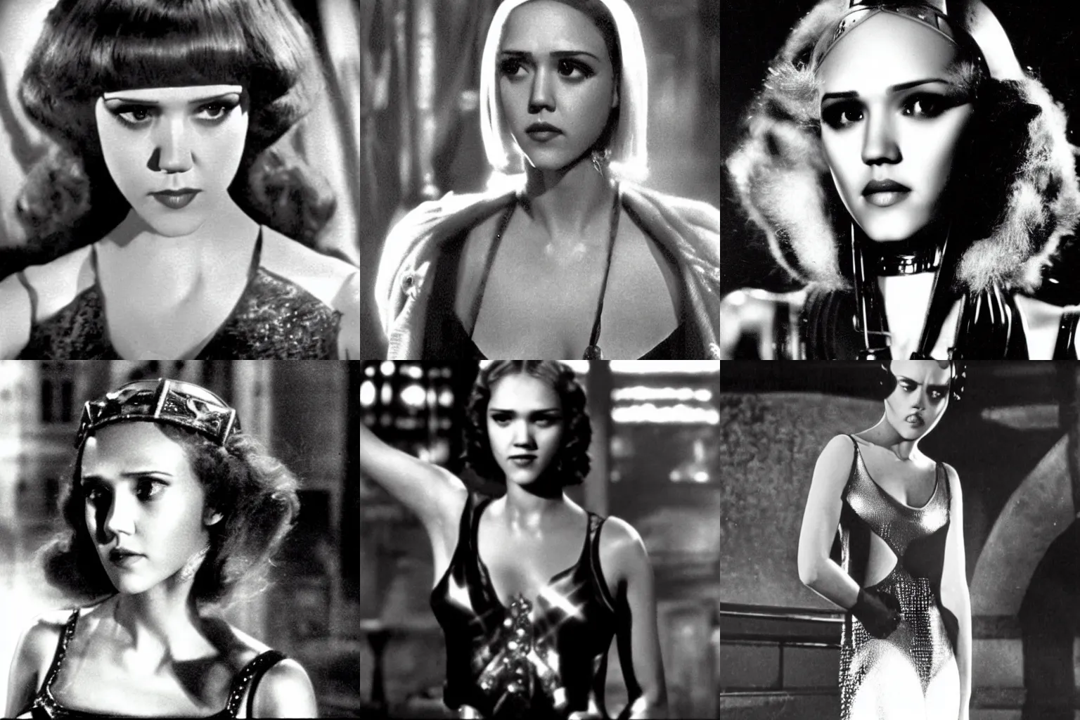 Prompt: jessica alba in metropolis, 1927