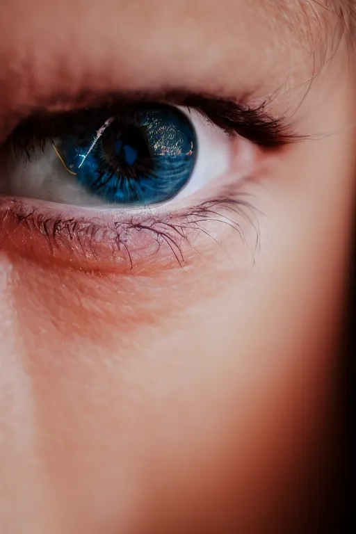 Prompt: macro photo of a girl eye, 3 5 mm, bokeh, dof, soft lighting