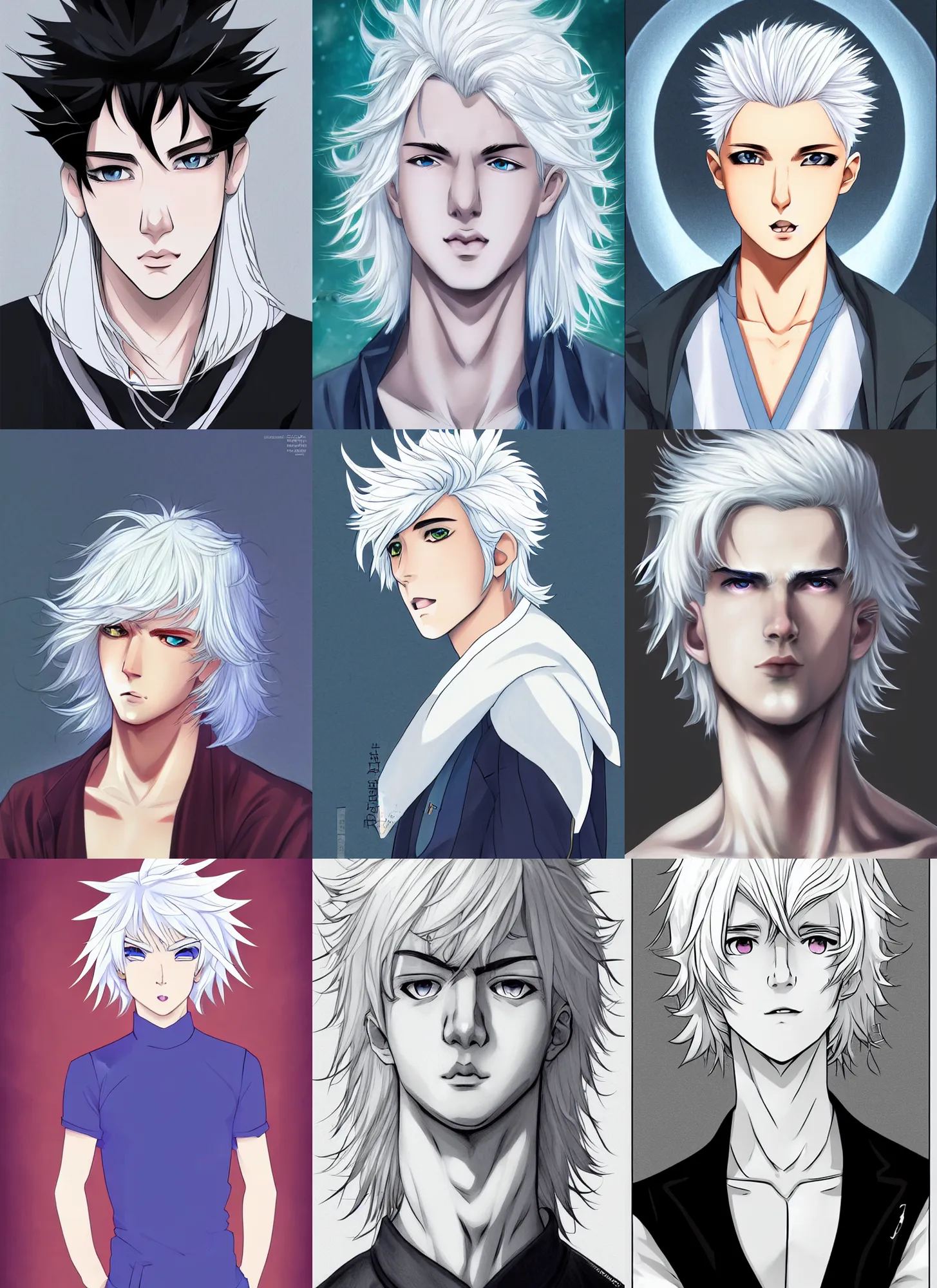 Prompt: young teen bishonen male white haired prince! scrawny white haired merman! pierre joubert, french comic art, semi - realistic anime, portrait, beautiful youthful face, symmetrical face, trending on pixiv, detailed, clean lines, sharp lines, crisp lines, award winning illustration, masterpiece, 4 k