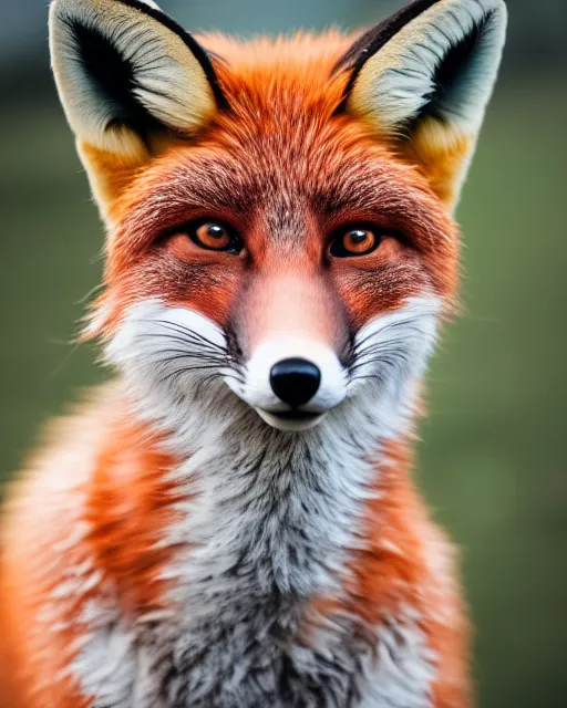 Image similar to portrait photo still of a fox fursuit, 8 k, 8 5 mm f 1. 8