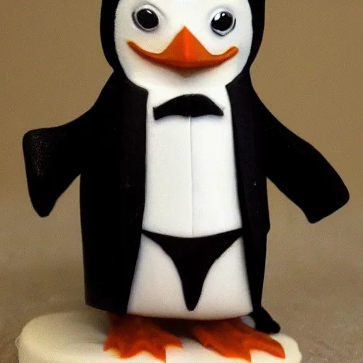 Image similar to a photo of a penguin in a tuxedo and top hat, highly detailed, photorealistic