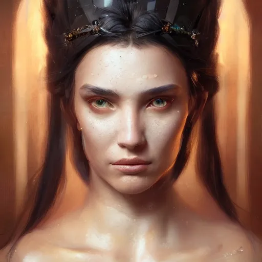 Prompt: a beautiful portrait of a goddess with transparent skin by greg rutkowski and raymond swanland, trending on artstation, ultra realistic digital art