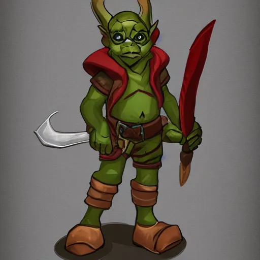 Prompt: dnd character, goblin ranger
