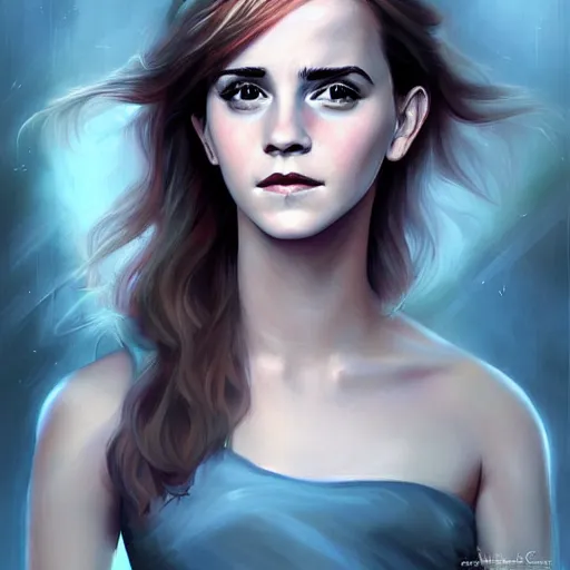 Image similar to Beautiful Painting of Emma Watson in the style of Charlie Bowater, digital fantasy portrait