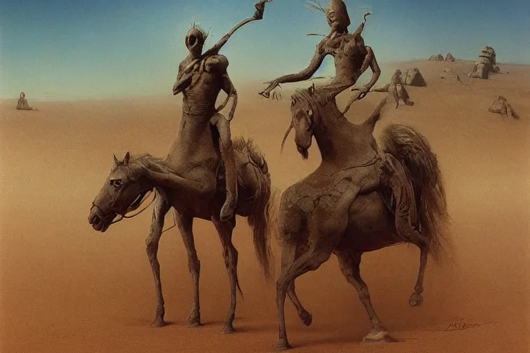 Prompt: algerian fantazia horse show in mars, by beksinski, and bosch, artstation cgsociety