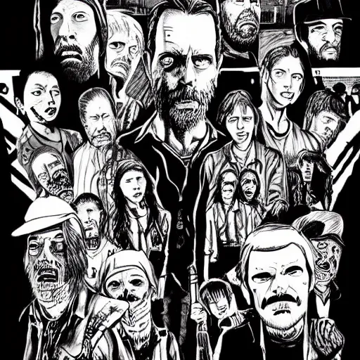Image similar to the walking dead poster drawn by jeremy hann