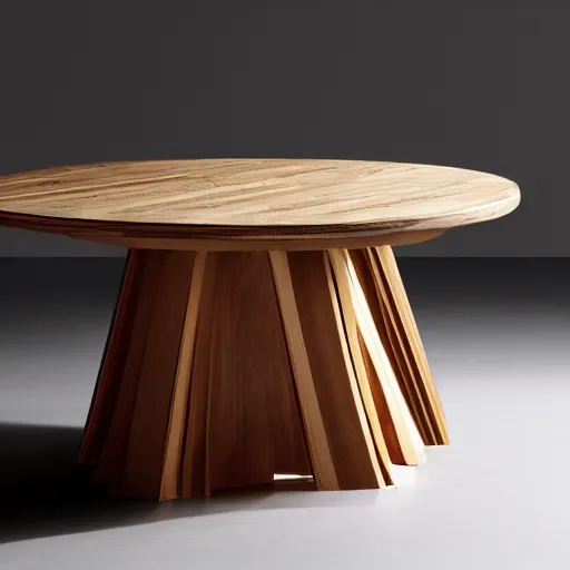 Prompt: a wooden table with a giant hole in the middle, magazine product photo