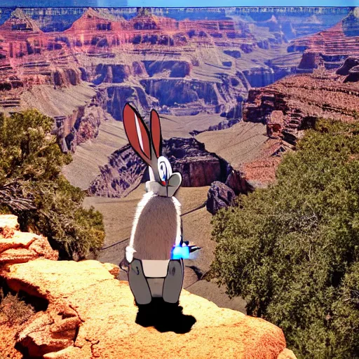 Image similar to Photo of Bugs Bunny in front of the Grand Canyon, photography, HDR