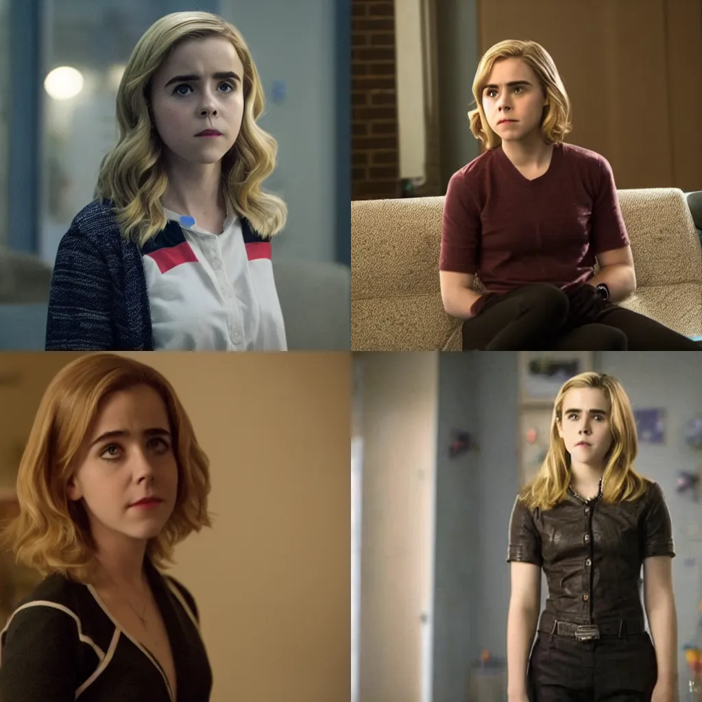 Prompt: a still of Kiernan Shipka Sabrina in Avengers 2012