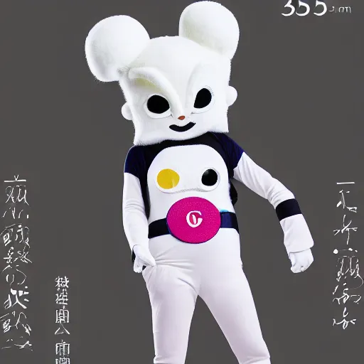 Prompt: 35mm of a very cute, minimal, adorable and creative Japanese mascot character costume, full body view, very magical and dreamy, designed by Gucci,kawaii, magical details