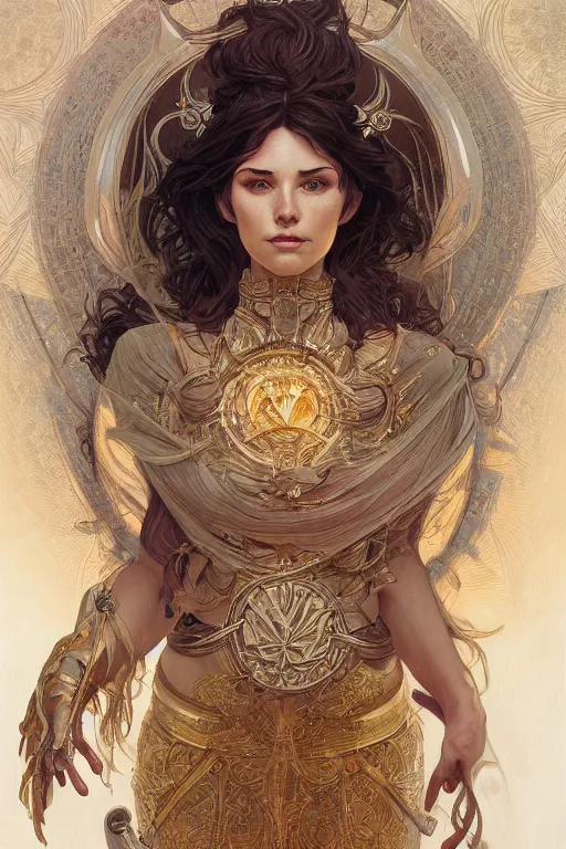 Prompt: full body portrait of priestess, D&D, fantasy, intricate, elegant, highly detailed, digital painting, artstation, concept art, smooth, sharp focus, illustration, art by artgerm and greg rutkowski and alphonse mucha