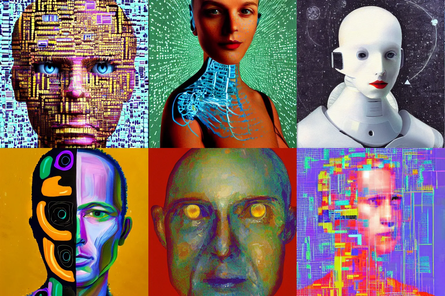 Prompt: Artificial intelligence painting its self-portrait, photo