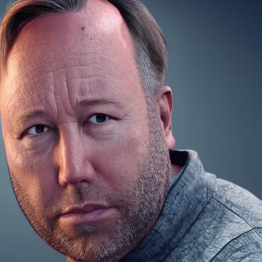 Prompt: hyperrealistic mixed media image of info wars alex jones wearing tin foil hat, stunning 3 d render inspired art by xiang duan and thomas eakes and greg rutkowski, perfect facial symmetry, hyper realistic texture, realistic, highly detailed attributes and atmosphere, dim volumetric cinematic lighting, 8 k octane detailed render, post - processing, masterpiece,