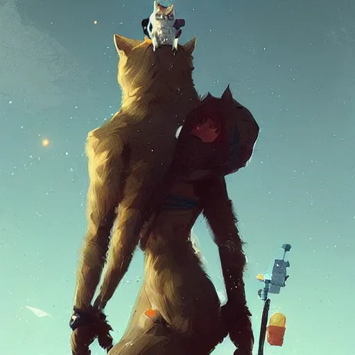 Image similar to 👨‍🚀🐈, digital Art, Greg rutkowski, Trending artstation,cinematographic