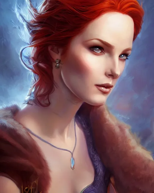 Image similar to a stunning portrait of triss merigold as princess, digital art by julie bell and artgerm and ross tran and angel ganev, medium shot portrait, highly detailed, trending on artstationhq