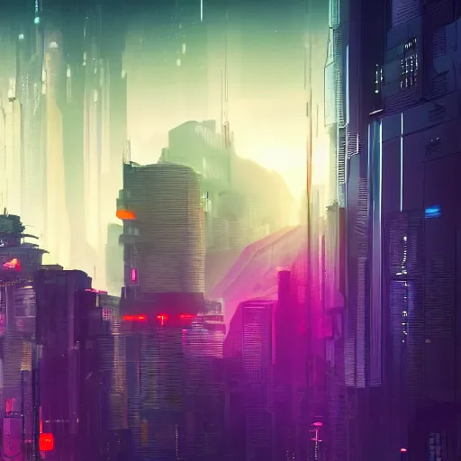 Image similar to cyberpunk artstation city at night hooded silhouette person in foreground