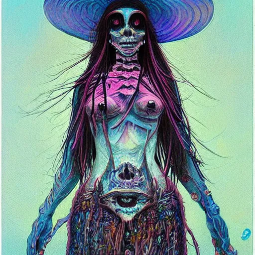 Image similar to original jean giraud art painting, pastel goth aesthetic, creepy kawaii, psychedelic, sabbas apterus