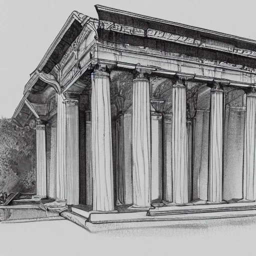 Prompt: architects sketch of the Roman collesium