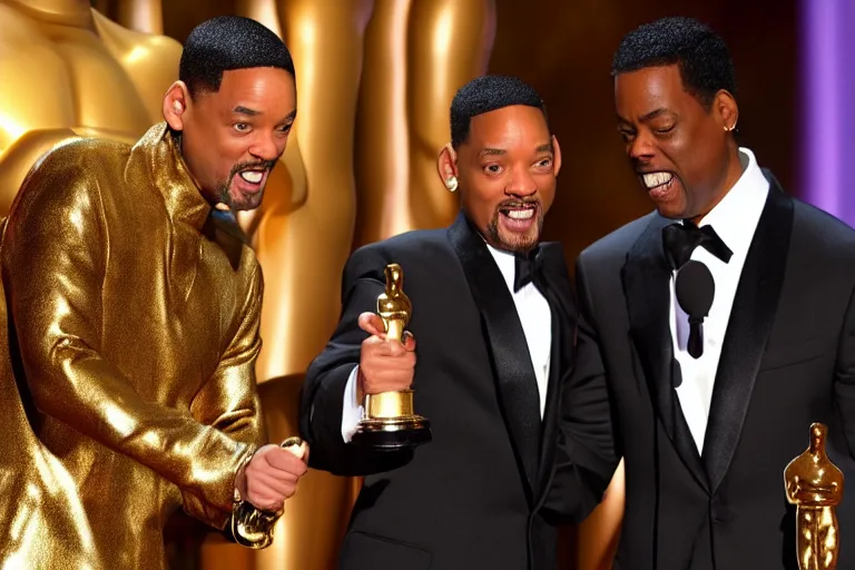 Prompt: will smith slapping chris rock at oscars ultra detailed 4k