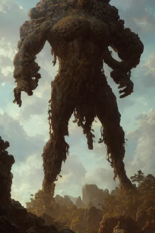 Prompt: amazing character, giant titan of nature, painting by studio ghibliby and louis remy mignot, greg rutkowski, ilya repin, nice lighting, smooth tiny details, soft and clear shadows, low contrast, perfect