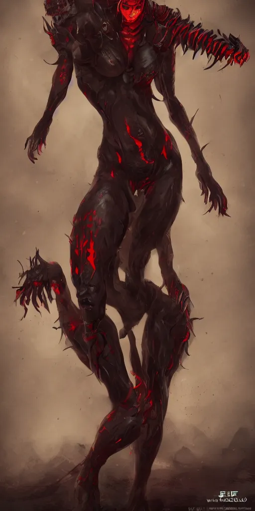 Prompt: female demon by Felix englund, full body, detailed, 4k, dark, trending on artstation