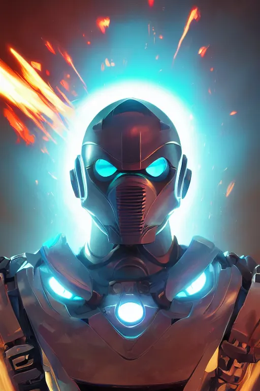 Image similar to epic mask helmet robot ninja portrait stylized as fornite style game design fanart by concept artist gervasio canda, behance hd by jesper ejsing, by rhads, makoto shinkai and lois van baarle, ilya kuvshinov, rossdraws global illumination radiating a glowing aura global illumination ray tracing hdr render in unreal engine 5