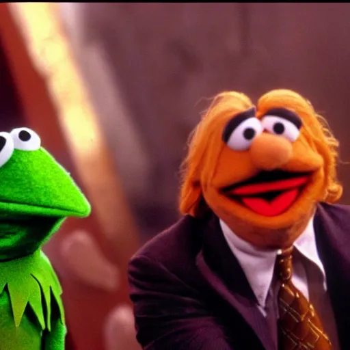 Prompt: scenes from the 1 9 9 9 film muppets go to hell directed by jim henson, high quality, high resolution