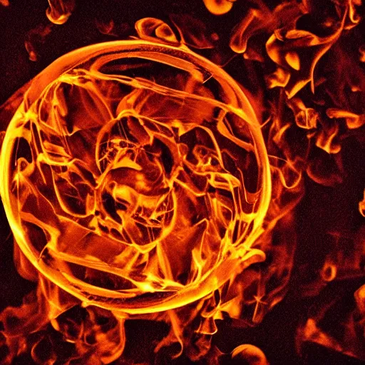 Prompt: soap bubble covered in fire flames, centered, symmetrical