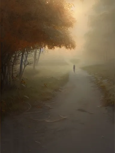Prompt: rural crossroads fog. intricate, elegant, highly detailed, digital painting, artstation, concept art, sharp focus, illustration, by justin gerard and artgerm, 8 k