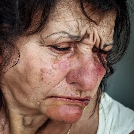 Image similar to sicilian woman is angry at her husband, crying, desperate, ultra detailed, ultra realistic