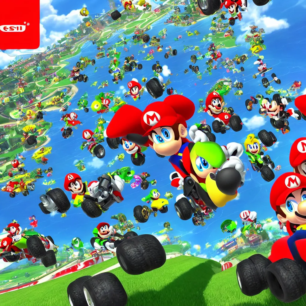 Prompt: new kart race game better then mario kart 8 deluxe from nintendo. made by supercell, disney, pixar.