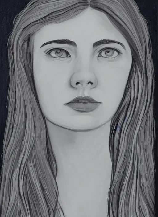 Prompt: a portrait of a cute, playful young woman, head and shoulders, stylized, strong lines by laura brouwers